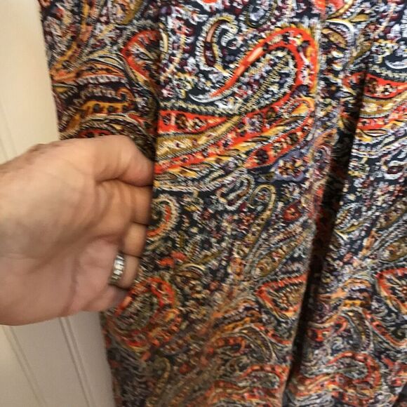 DouBCQ‎ Womens Dress Size 2XL Pleated Flowy Pockets Casual Orange Paisley New - Picture 4 of 10